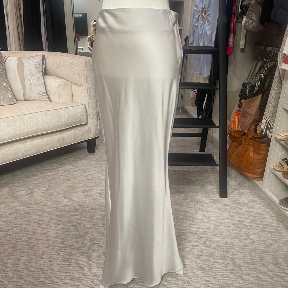 NWT SER.O.YA Silver Maxi Skirt with Slit for Night Out